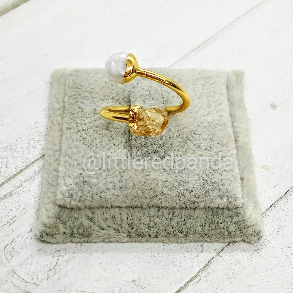 Citrine and biwa pearl wrap ring - Picture 4 of 5